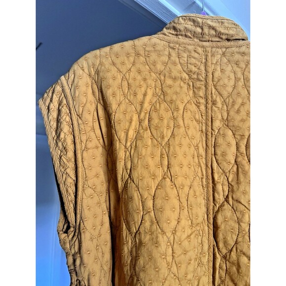 Anthropologie Belted Quilted Cotton Vest Size S/M Orange Ochre Fall Layering - Picture 7 of 13